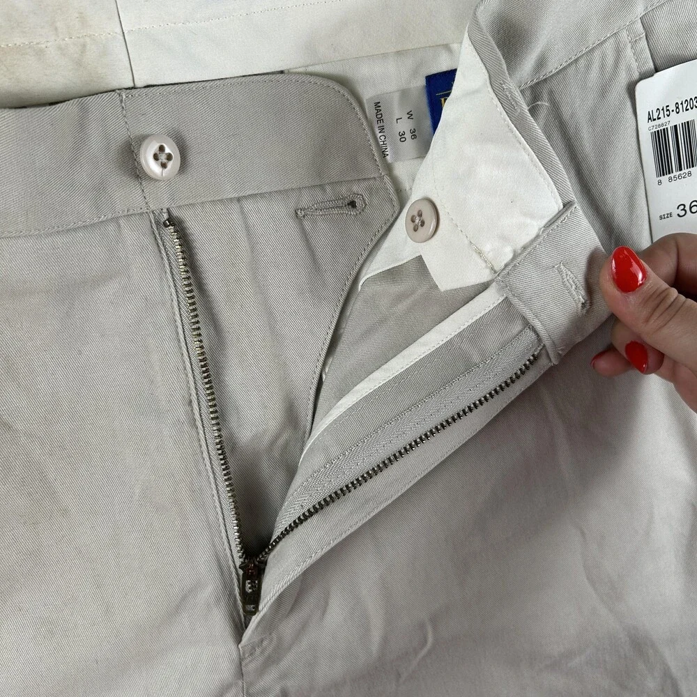 Pendleton Pants Mens 36x30 Beige Chino Flat Front Cotton Twill Straight Leg